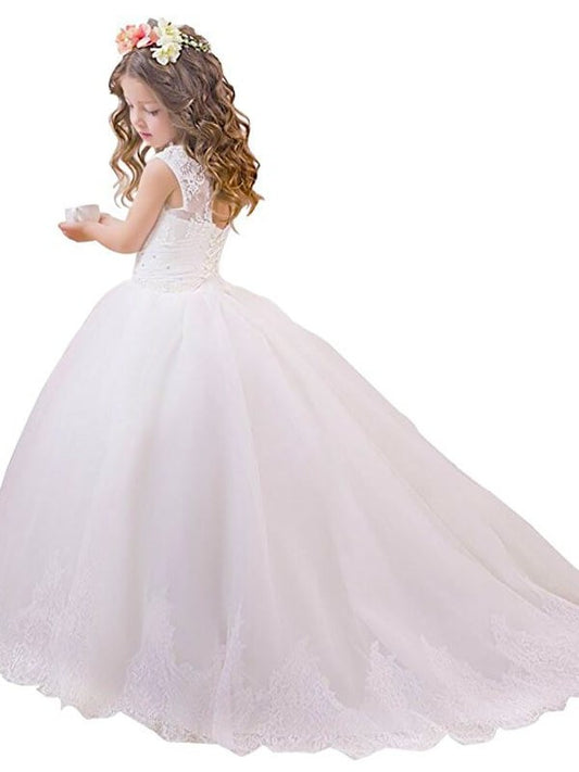 Ball Floor-Length Tulle Sleeveless Scoop Gown Flower Girl Dresses