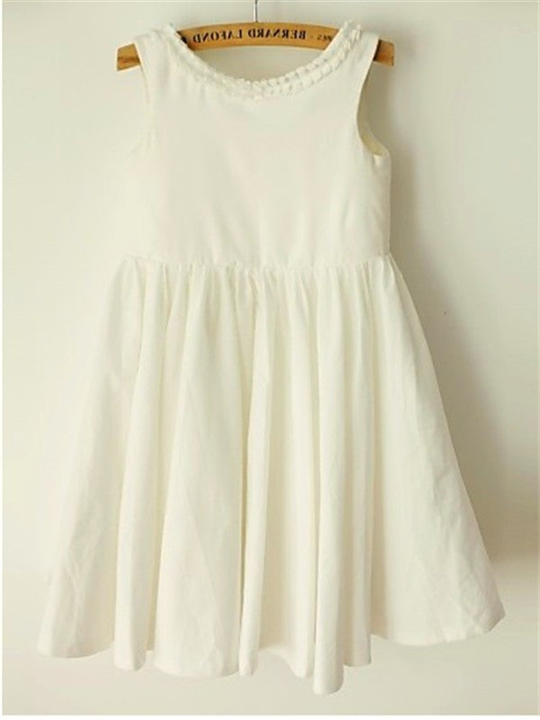 Tea-Length Scoop Ruffles A-line/Princess Sleeveless Chiffon Flower Girl Dresses