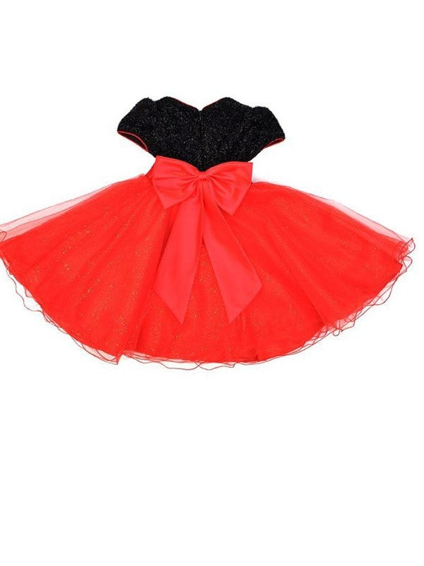 Scoop Bowknot Short A-line/Princess Long Organza Sleeves Flower Girl Dresses