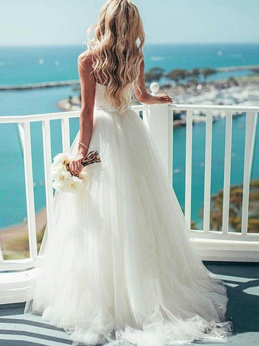 Sleeveless Ball Gown Sweep/Brush Sweetheart Train Tulle Wedding Dresses