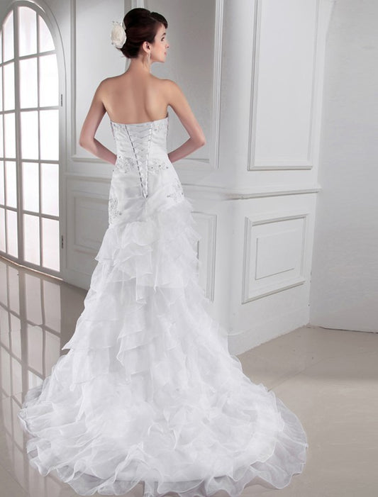 Trumpet/Mermaid Sweetheart Sleeveless Beading Applique Organza Wedding Dresses