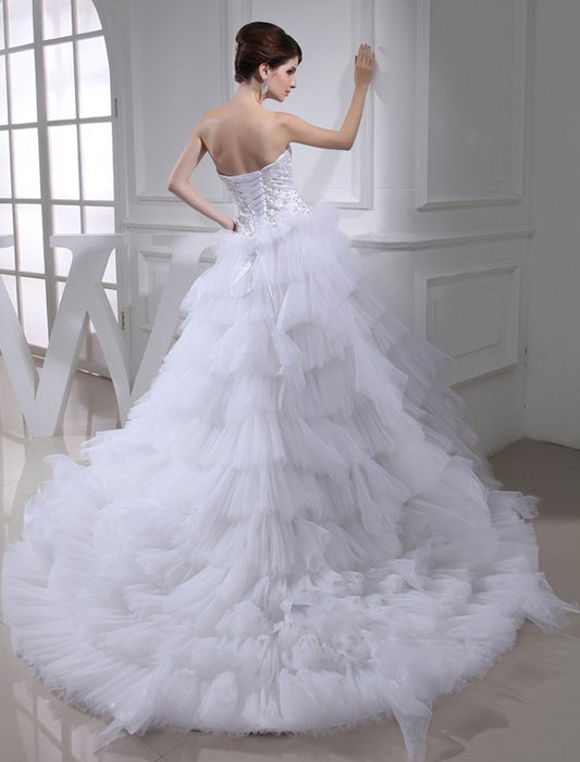 Beading A-Line/Princess Sweetheart Sleeveless Satin Wedding Dresses