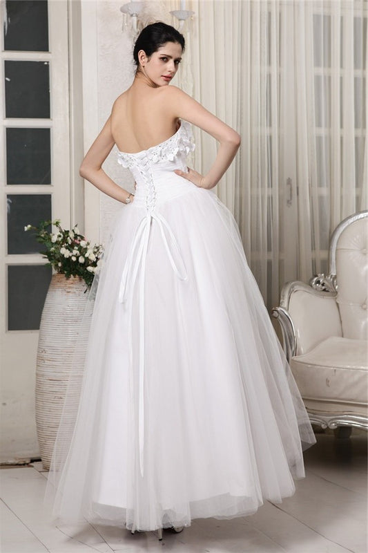 Gown Long Sweetheart Beading Ball Sleeveless Organza Wedding Dresses