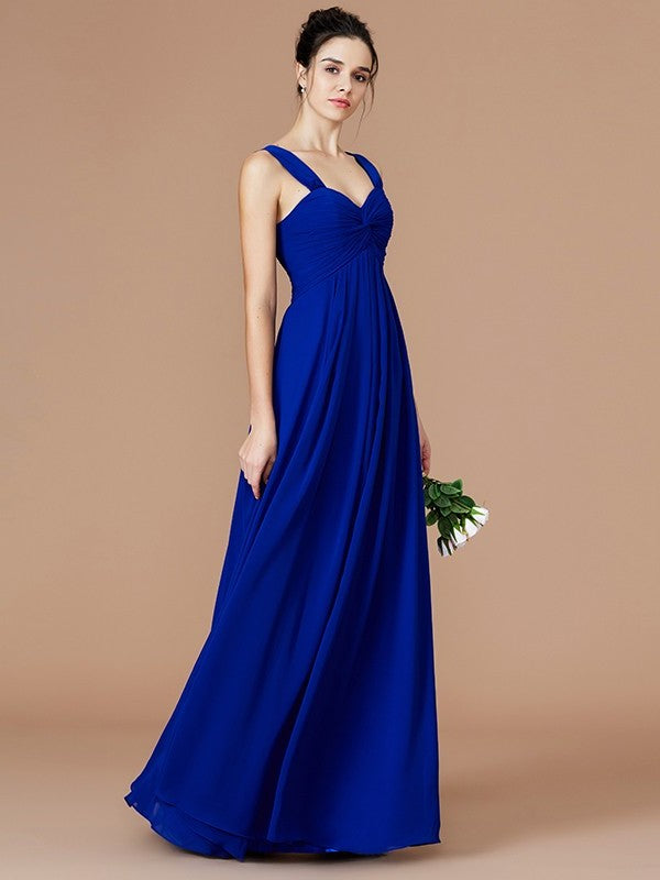 Empire Ruched Sweetheart Sleeveless Floor-Length Chiffon Bridesmaid Dresses