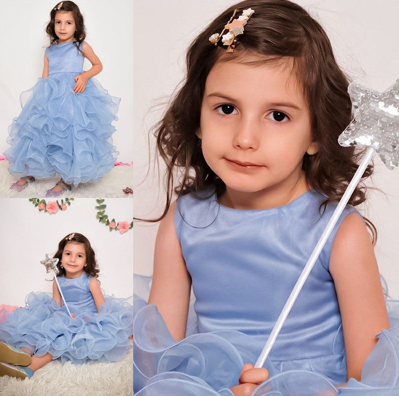 A-Line/Princess Ankle-Length Sleeveless Ruffles Scoop Organza Flower Girl Dresses