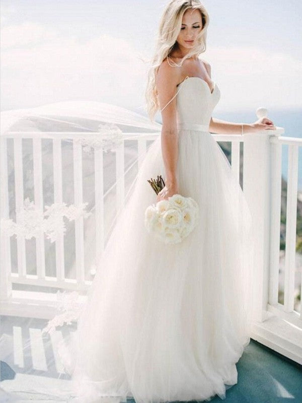 Sleeveless Ball Gown Sweep/Brush Sweetheart Train Tulle Wedding Dresses