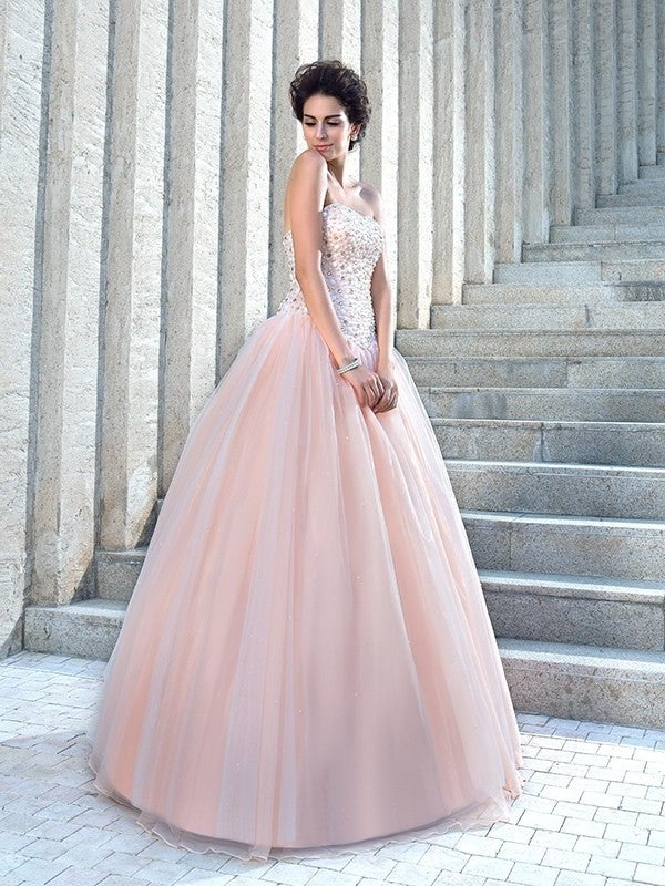 Sleeveless Ball Strapless Long Gown Beading Satin Wedding Dresses