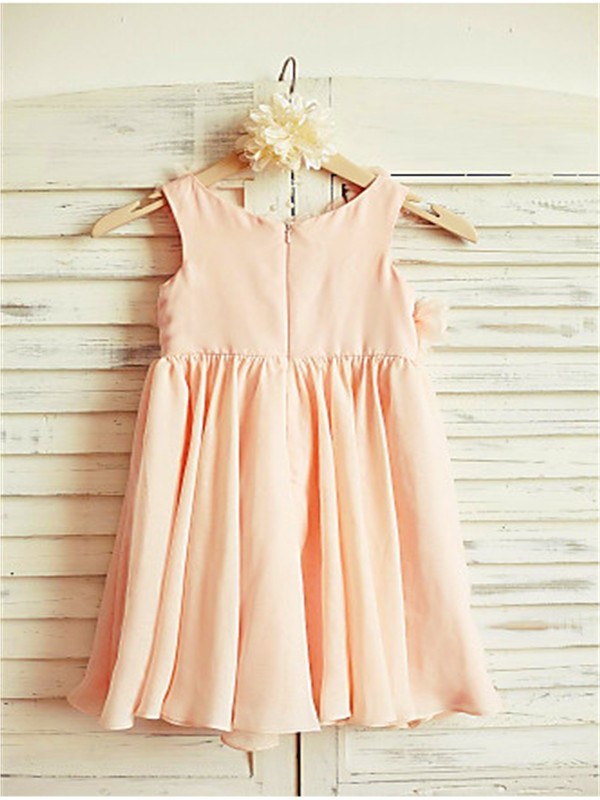 Straps Chiffon Tea-Length Ruched Sleeveless A-line/Princess Flower Girl Dresses