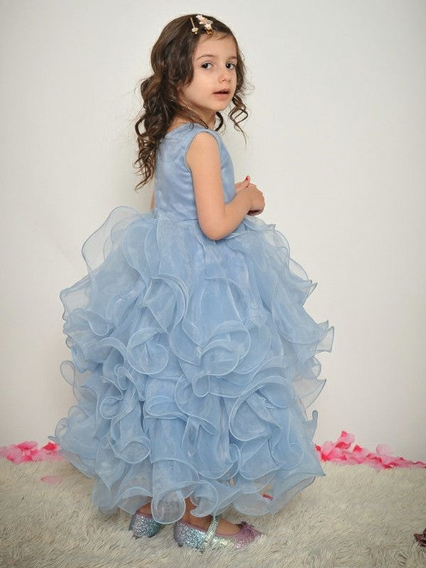 A-Line/Princess Ankle-Length Sleeveless Ruffles Scoop Organza Flower Girl Dresses