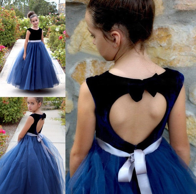 Scoop A-Line/Princess Sash/Ribbon/Belt Tulle Ankle-Length Sleeveless Flower Girl Dresses