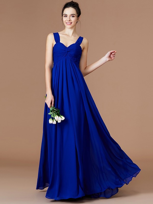 Empire Ruched Sweetheart Sleeveless Floor-Length Chiffon Bridesmaid Dresses