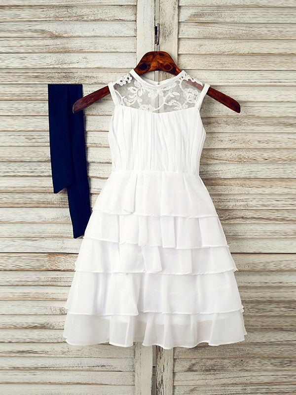 Sash/Ribbon/Belt Scoop Sleeveless Tea-Length Chiffon A-Line/Princess Flower Girl Dresses