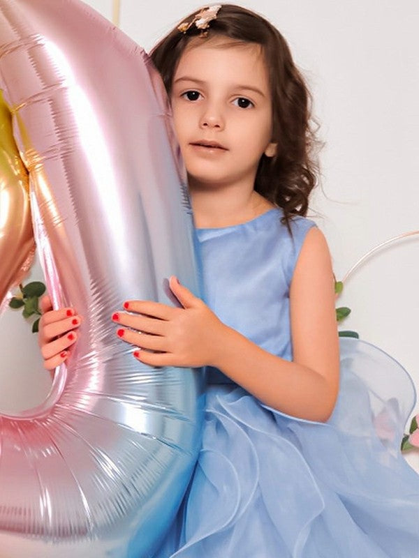 A-Line/Princess Ankle-Length Sleeveless Ruffles Scoop Organza Flower Girl Dresses