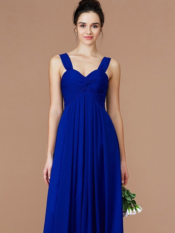 Empire Ruched Sweetheart Sleeveless Floor-Length Chiffon Bridesmaid Dresses