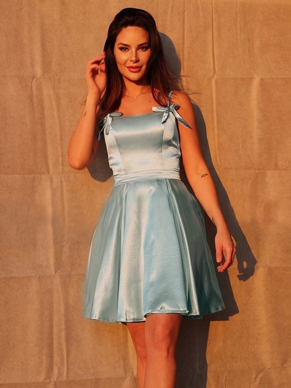 Ruffles Spaghetti Sleeveless A-Line/Princess Straps Short/Mini Homecoming Dresses