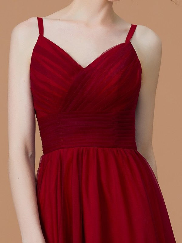 Asymmetrical Ruffles Straps A-Line/Princess Spaghetti Sleeveless Chiffon Bridesmaid Dresses