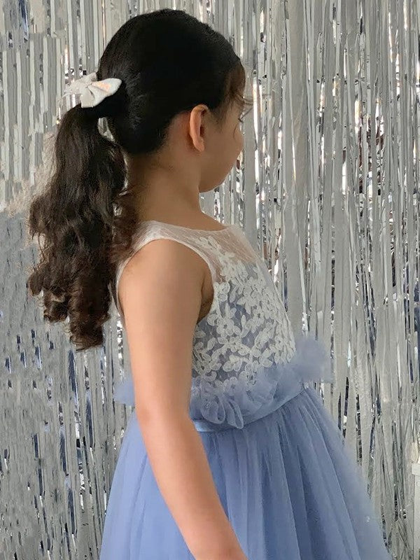 A-Line/Princess Sleeveless Scoop Tulle Lace Knee-Length Flower Girl Dresses