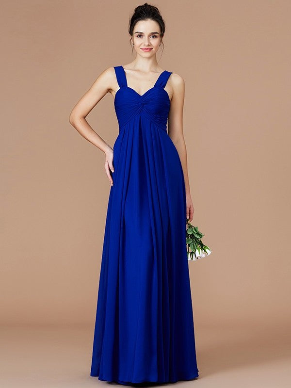 Empire Ruched Sweetheart Sleeveless Floor-Length Chiffon Bridesmaid Dresses