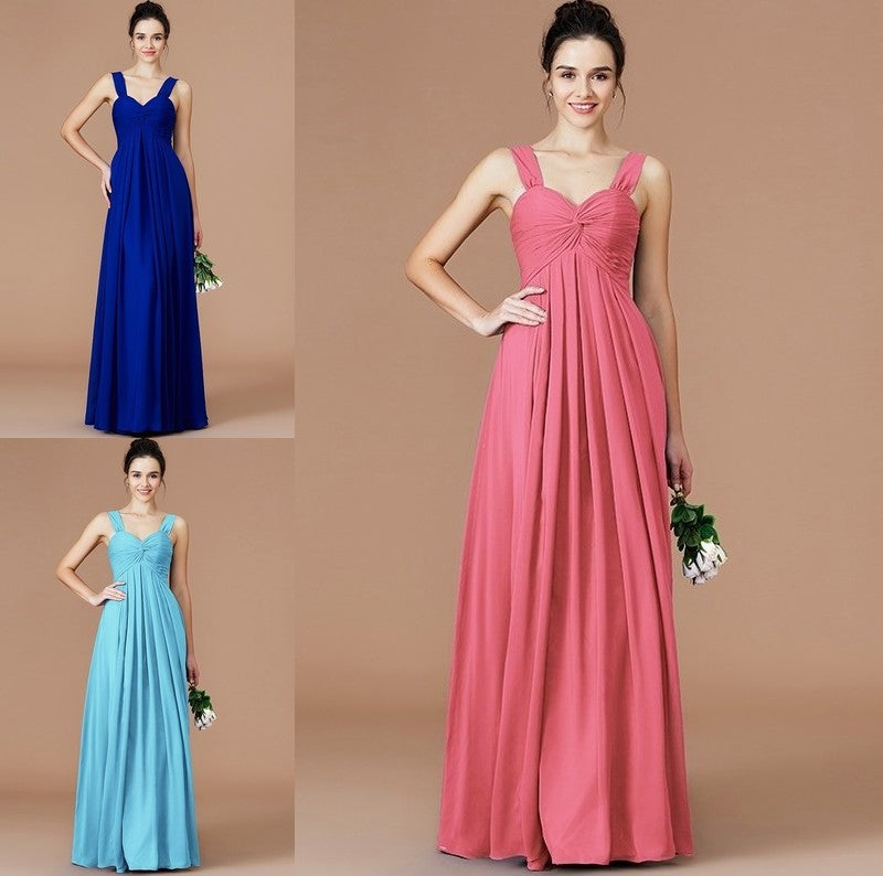 Empire Ruched Sweetheart Sleeveless Floor-Length Chiffon Bridesmaid Dresses