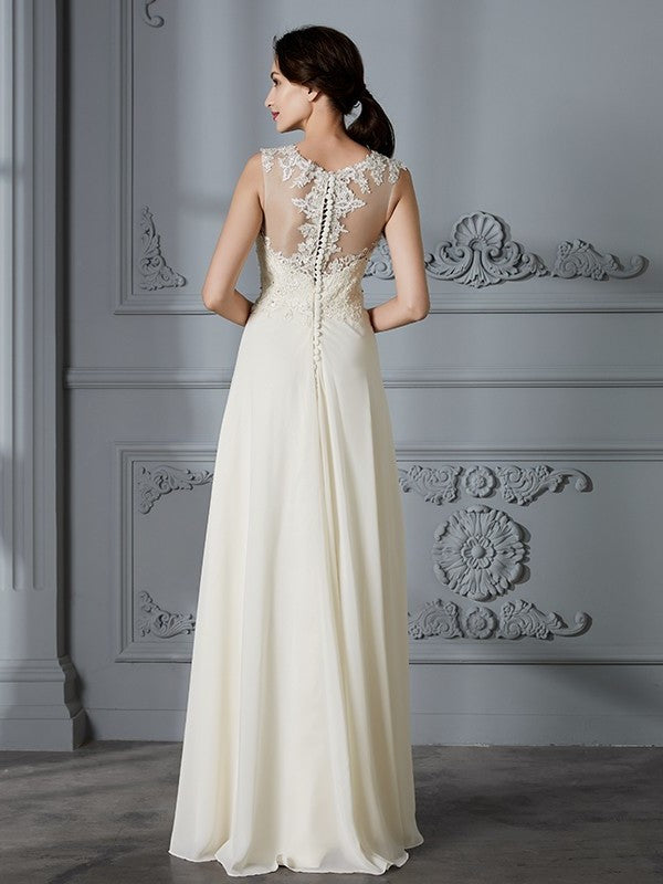 Chiffon Sleeveless Scoop A-Line/Princess Floor-Length Wedding Dresses