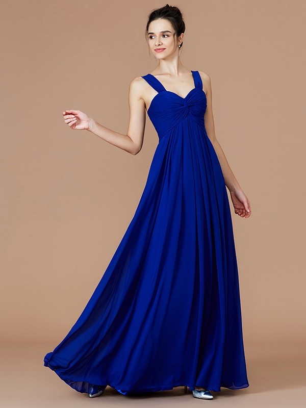 Empire Ruched Sweetheart Sleeveless Floor-Length Chiffon Bridesmaid Dresses