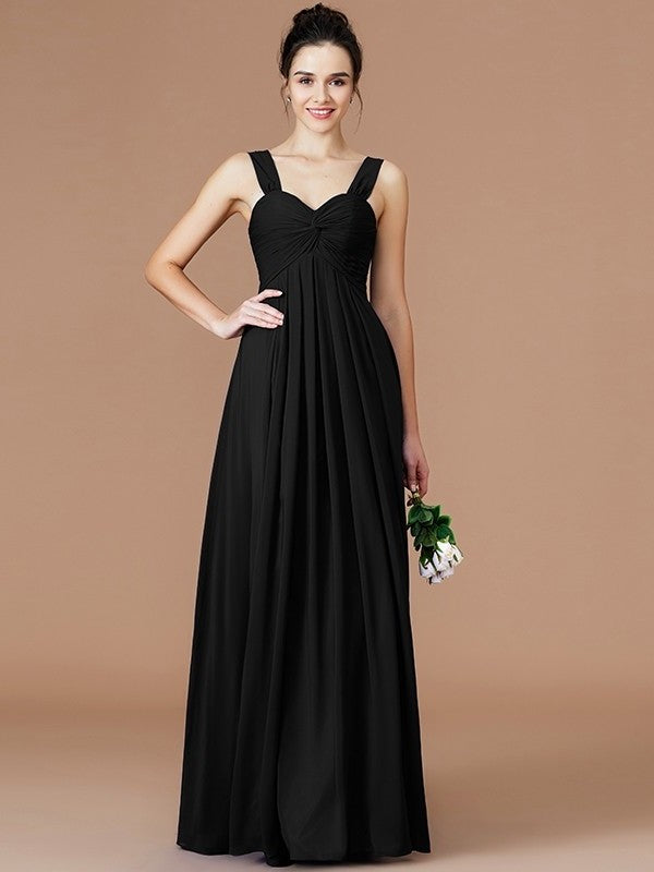 Empire Ruched Sweetheart Sleeveless Floor-Length Chiffon Bridesmaid Dresses