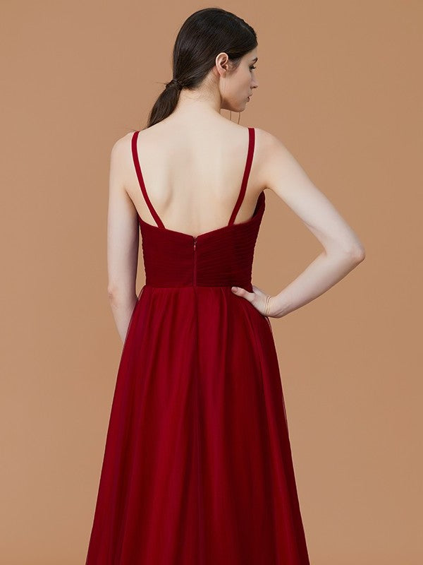 Asymmetrical Ruffles Straps A-Line/Princess Spaghetti Sleeveless Chiffon Bridesmaid Dresses