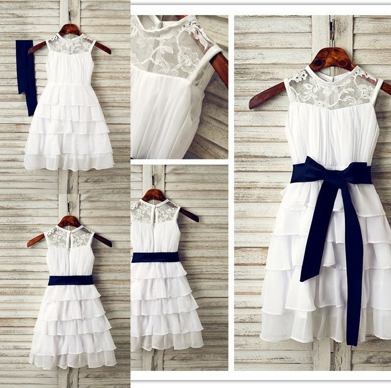 Sash/Ribbon/Belt Scoop Sleeveless Tea-Length Chiffon A-Line/Princess Flower Girl Dresses