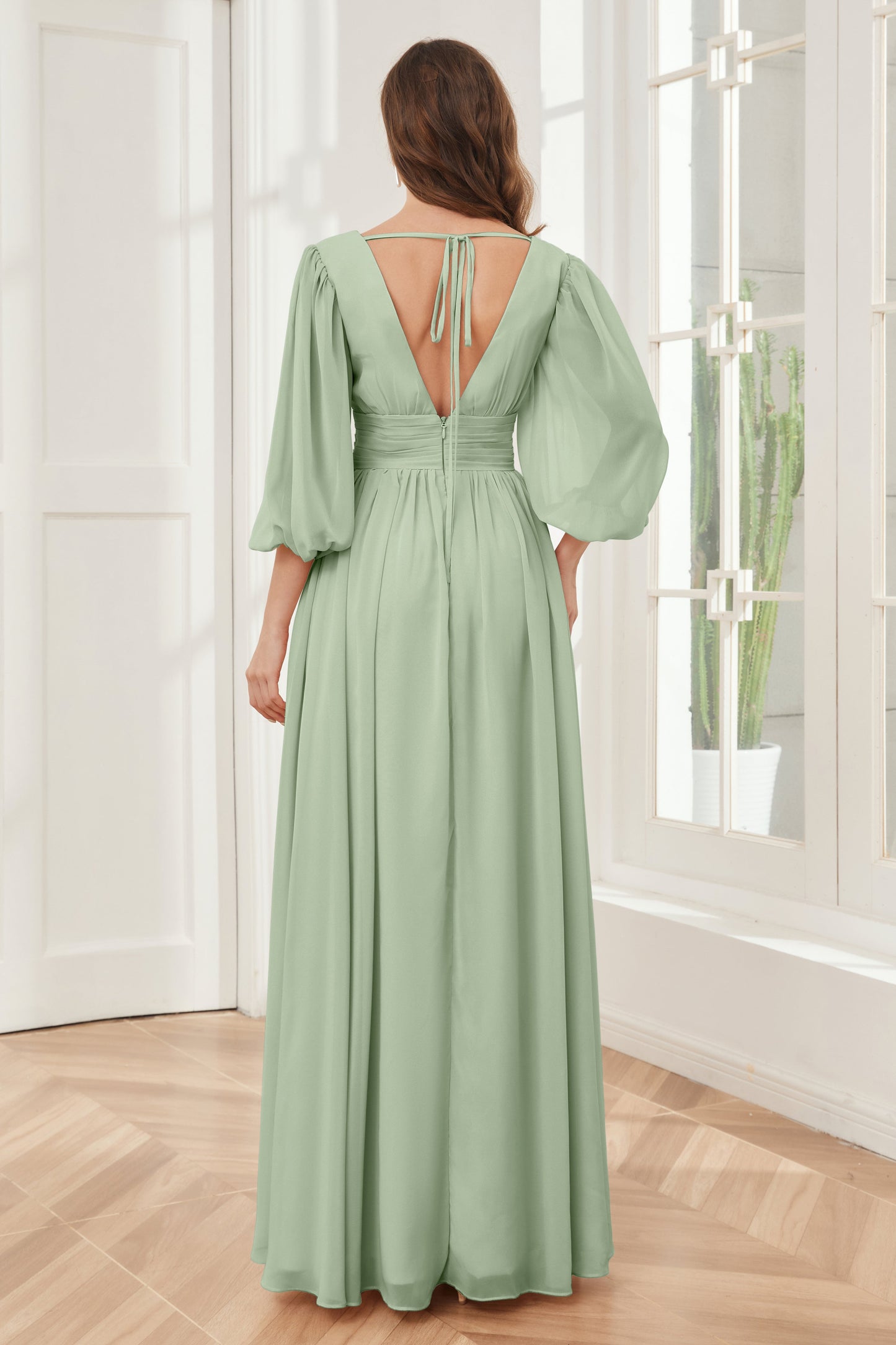 Long Sleeves Bridesmaid Dresses with Slit