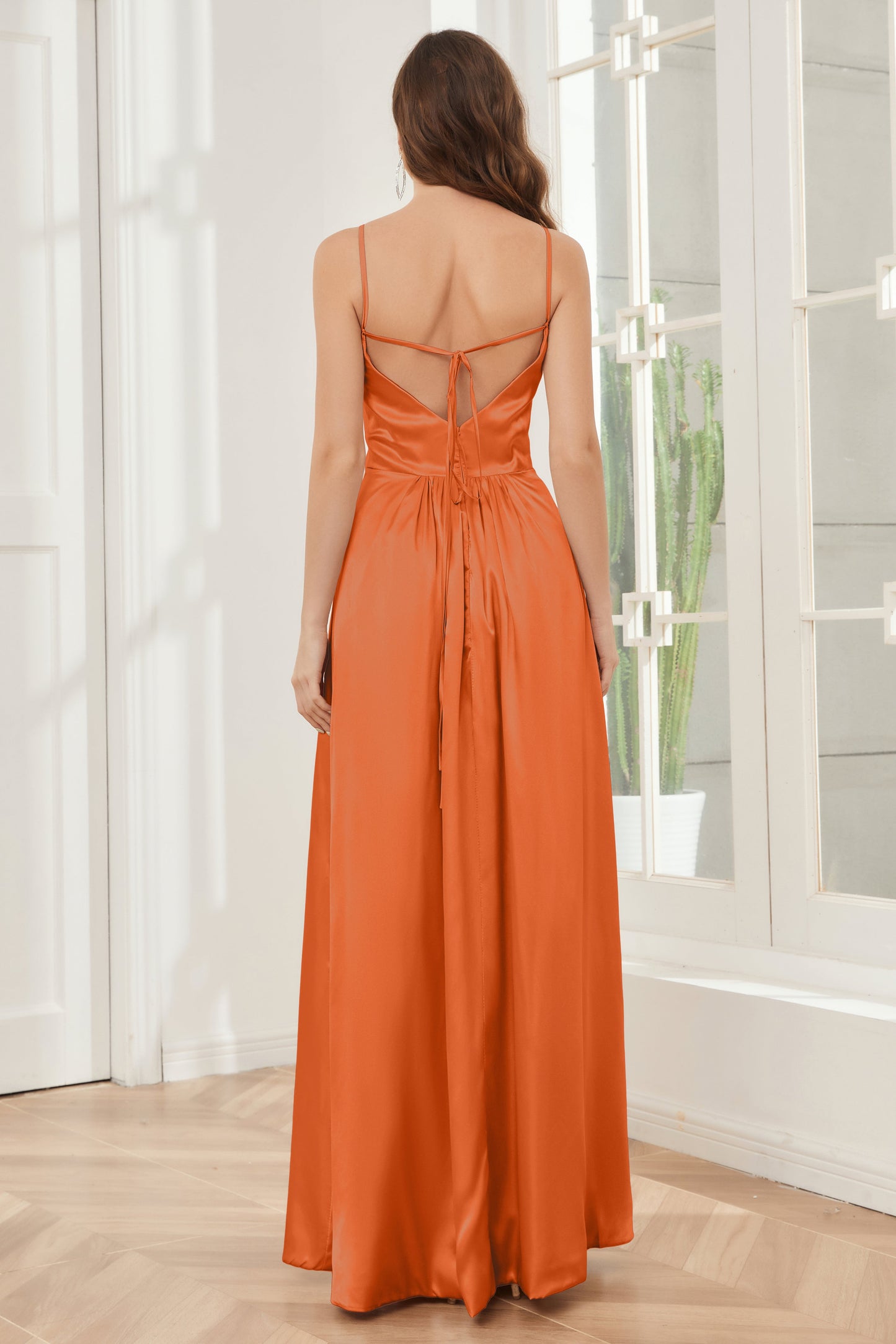 A-line Straps Soft Satin Floor Length Bridesmaid Dress