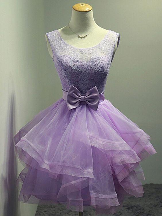 Lovely Organza And Purple Layers Short Lavender Party Cassandra Lace Homecoming Dresses Dresses Nv08