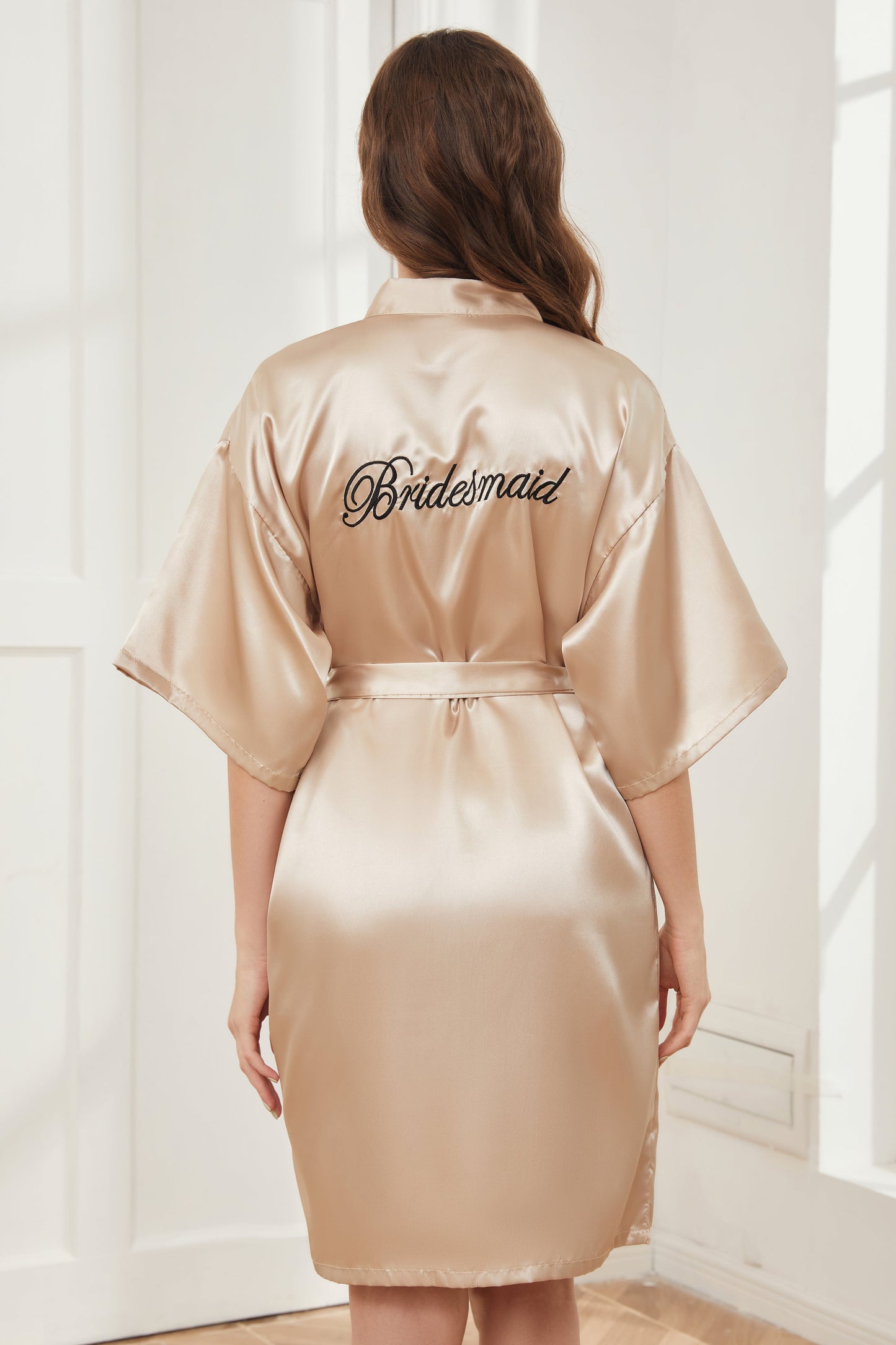 Ready Satin Champagne Robe for Bridesmaid