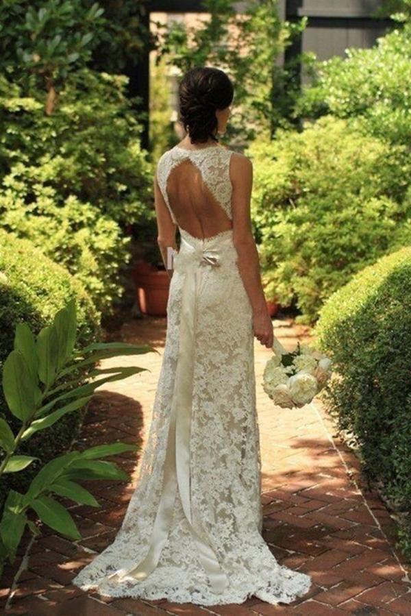 2024 Sheath Sleeveless Open Back Mermaid Lace V-neck Sweep Train Wedding Dresses UK JS292